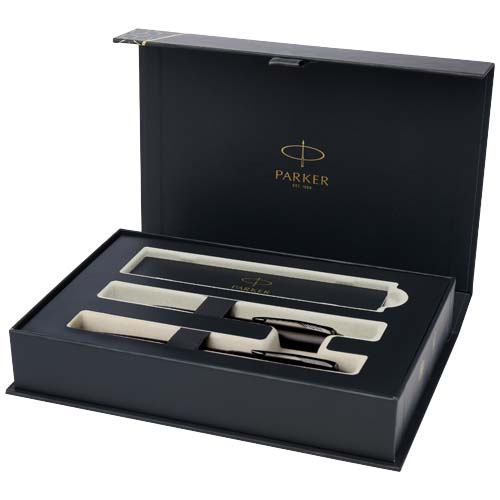 Parker Im Achromatic Ballpoint And Rollerball Pen Set With Gift Box (black/blue Ink)