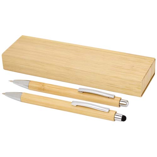 Oblys Bamboo Ballpoint Pen And Mechanical Pencil Set (black Ink)