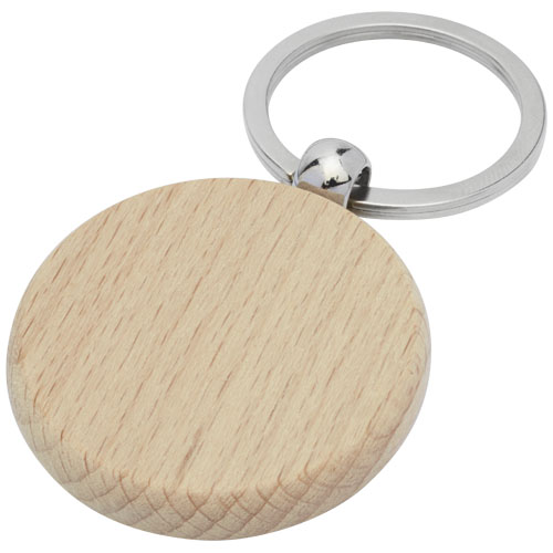Giovanni Beech Wood Round Keychain